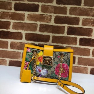 GUCCI Padlock GG Flora Small Shoulder Bag