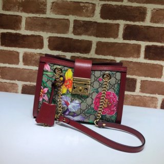 GUCCI Padlock GG Flora Small Shoulder Bag